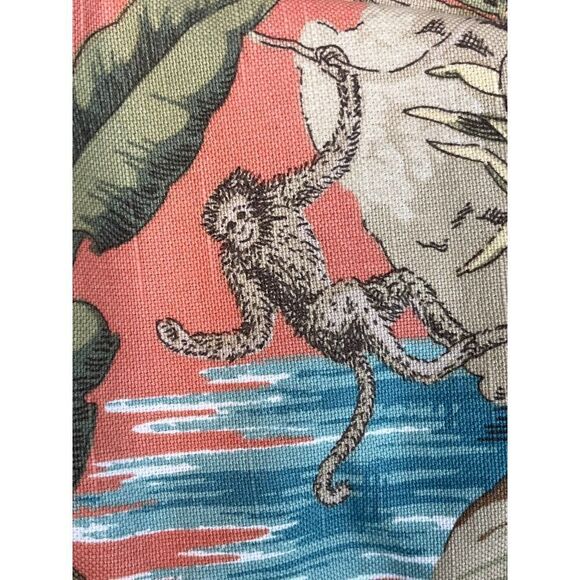 VtgTalbots Dress Hawaiian Tropical Sheath Beaded Monkey V Neck Size 8 - Picture 16 of 16